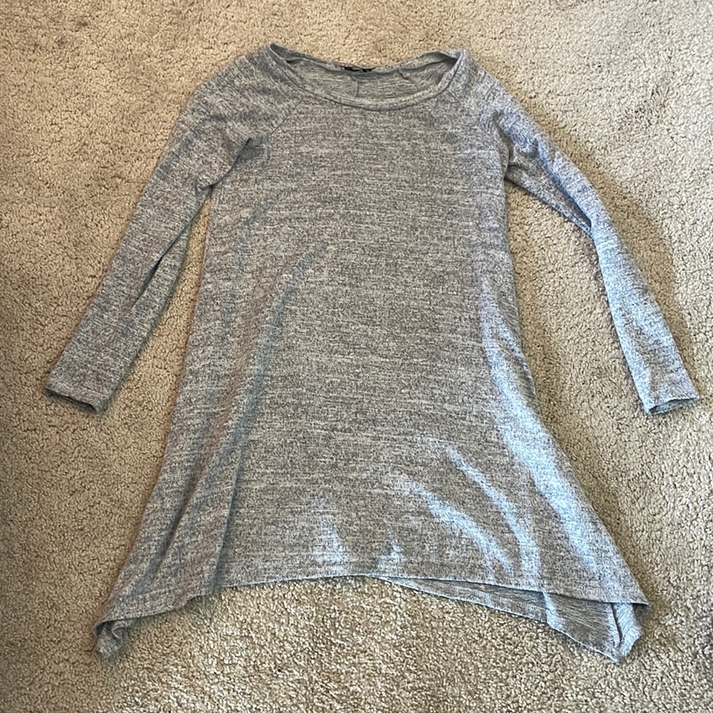 Gray sweater dress.